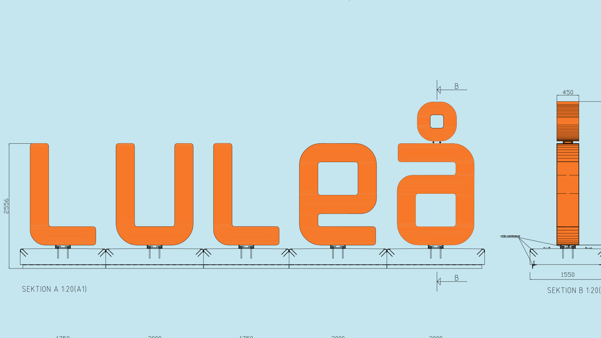 Skiss över hur skyltarna ska tillverkas.