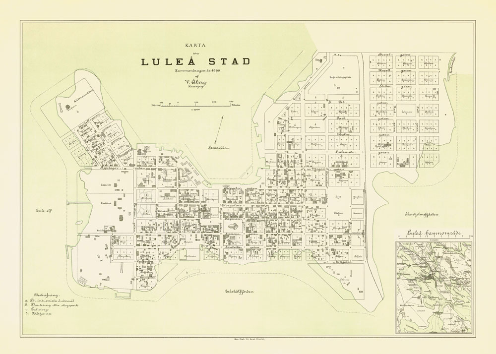 Karta Luleå stad 1896.