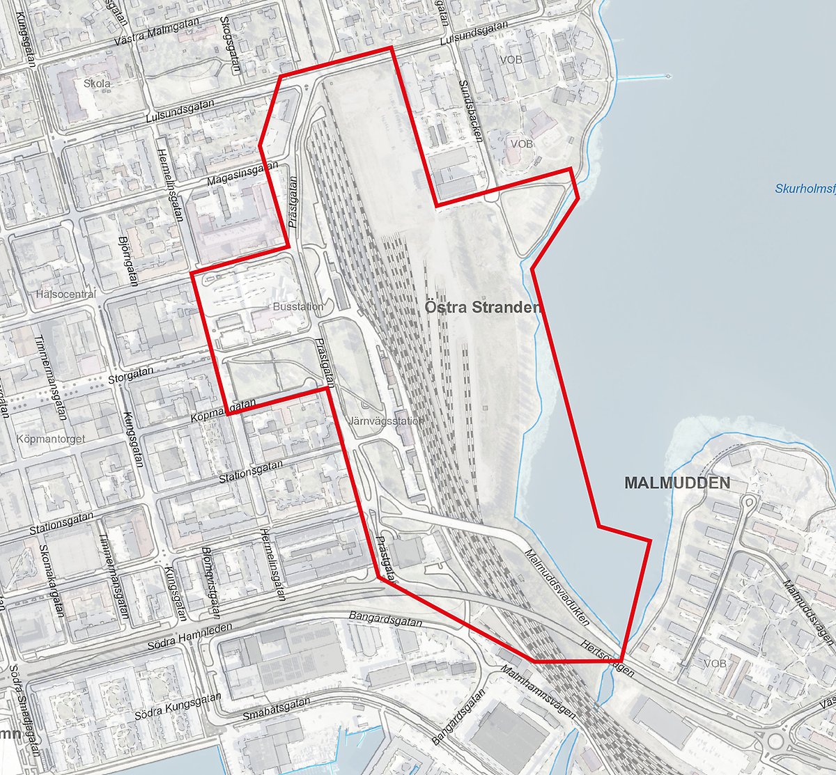 Karta som visar var området för det nya resecentrumet ligger