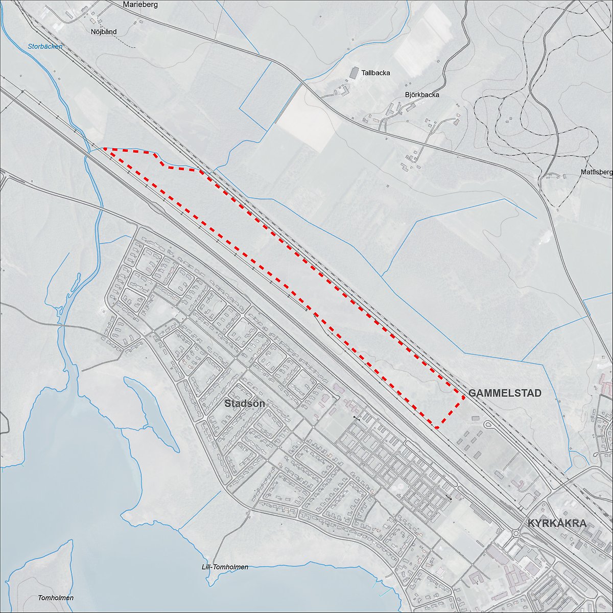 Karta som visar området för detaljplanen.