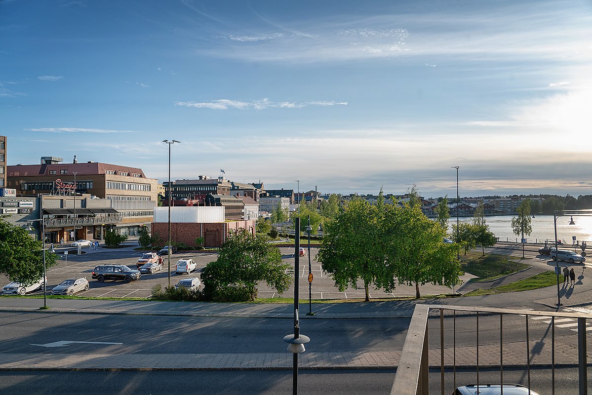 Fotomontage som visar hur Luleå Energis nya fördelningsstation på Trekanten kommer se ut dagtid.